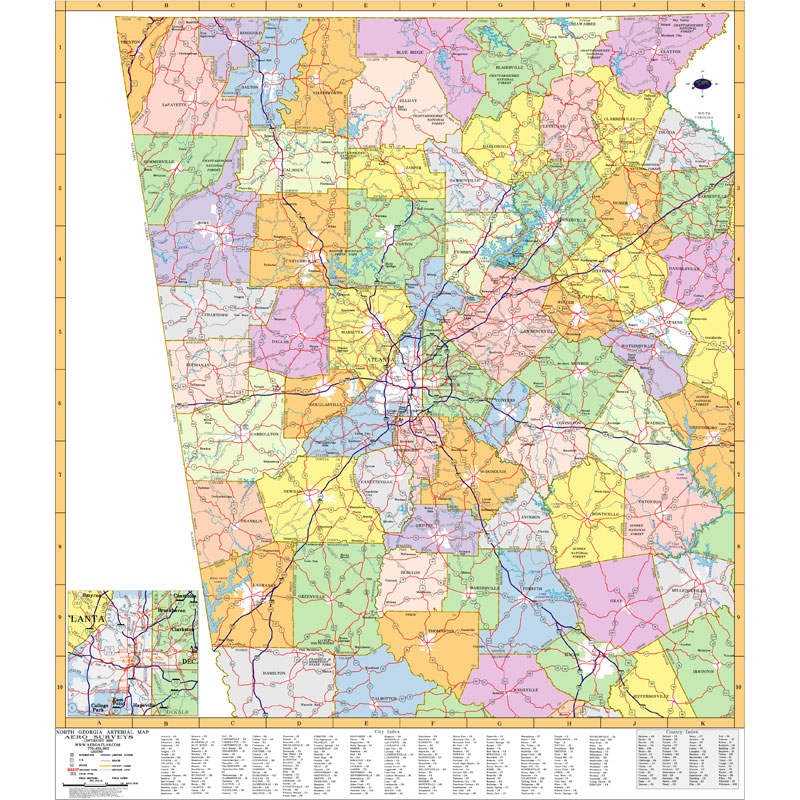 City Of Atlanta Zip Code Map Atlanta Georgia Wall Maps & Zip Code Maps - Aero Surveys Of Georgia