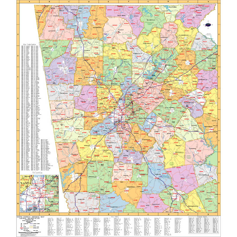 Downtown Atlanta Zip Code Map Atlanta Georgia Wall Maps & Zip Code Maps - Aero Surveys Of Georgia