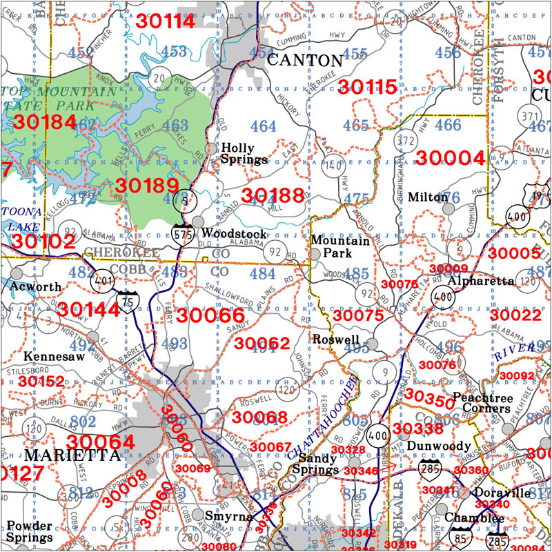 Stockbridge Ga Zip Code Map Georgia State Highway Zip Code Wall Map - North Georgia Zip Code Wall Map  2022