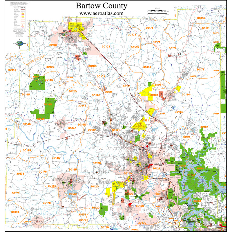 Map Of Bartow County Ga Georgia County Wall Map - Bartow County Georgia Wall Map